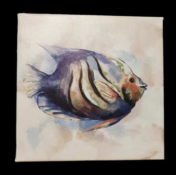 Tropical Fish Canvas Art Home Hanging Wall Decoration Decor 2 PC Set Coastal - Picture 2 of 4